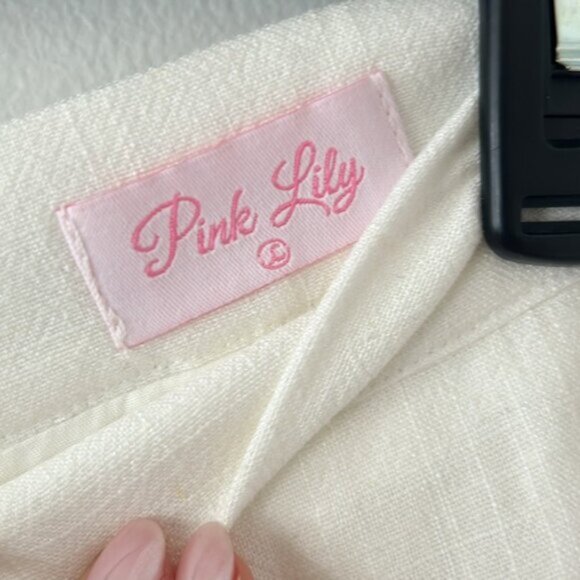 Pink Lily Women's MY EXCITING NEWS WHITE FRINGE Crop Top & Pants Set Size M - Picture 8 of 9